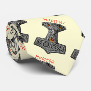 Cravate MJOLNIR Marteau de Thor Viking Mythologie ivoire
