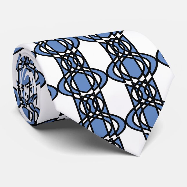 Cravate Mod Retro Blue Abstrait Scarab Motif (Roulé)