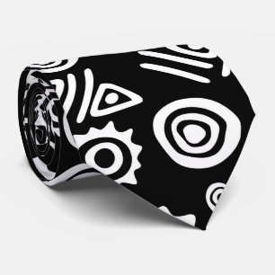 Cravate Modèle africain ethnique #4 noir et blanc
