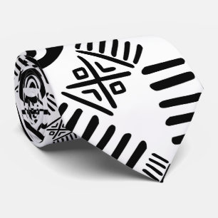 Cravate Modèle africain ethnique #5 noir et blanc