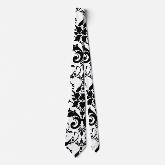 Cravate Modèle Damas noir et blanc (Devant)