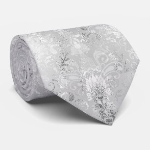 Cravate Modèle de Damas en argent luxueux