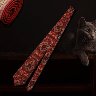 Cravate Modèle de tapis oriental en rouge foncé