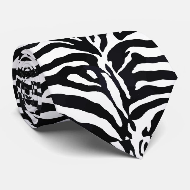 Cravate Modèle Zèbre noir et blanc (Roulé)