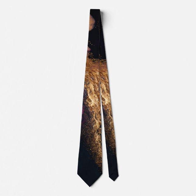 Cravate Modern Elegant Purple Teal Black Marble Agate Gold (Devant)