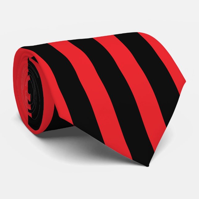 Cravate Modern Minimalist Black and Red Stripes (Roulé)