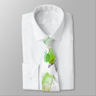 Cravate Moderne Abstraite Motif d'affaires Vert Jaune