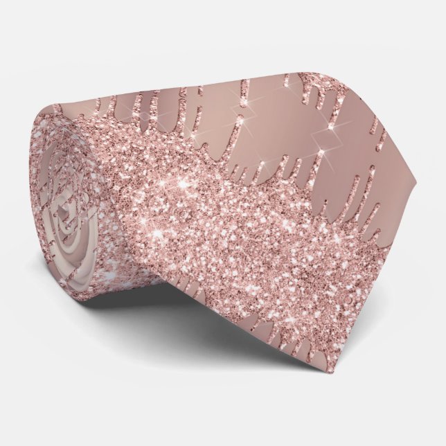 Cravate moderne avec Rose Gold Blush Parties scint (Roulé)
