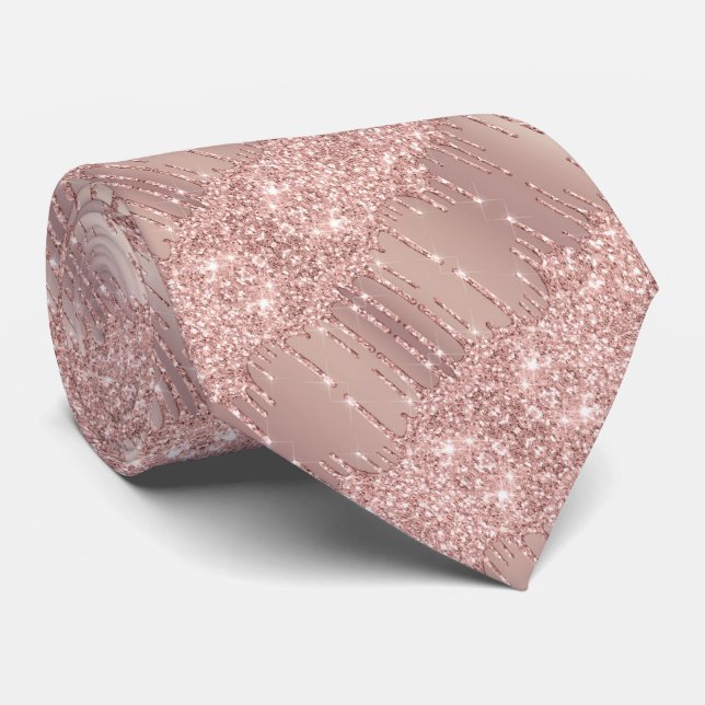 Cravate moderne avec Rose Gold Blush Parties scint (Roulé)
