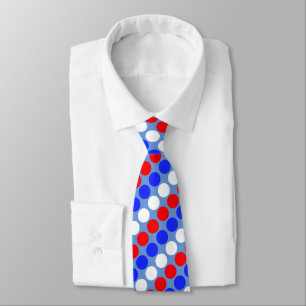 Cravate Moderne bleu rouge blanc pois sur fond bleu ciel