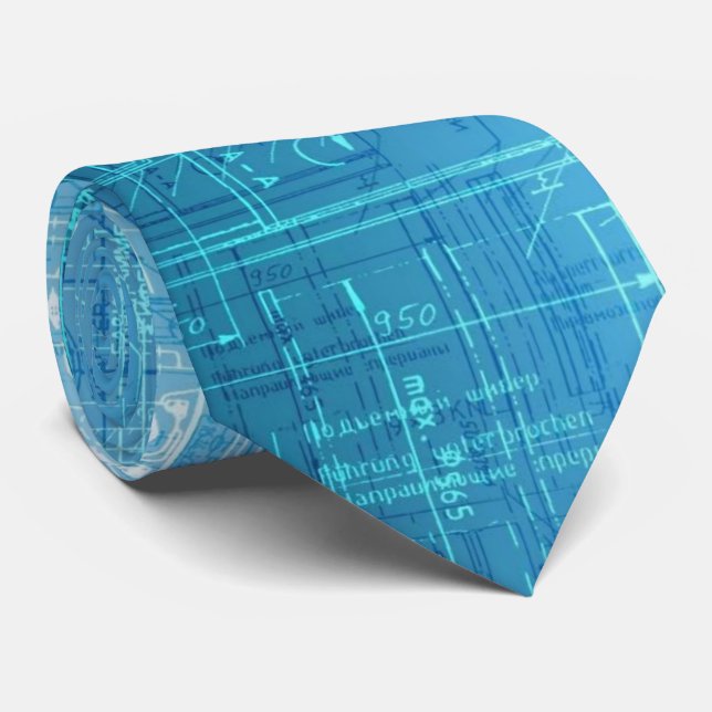 Cravate moderne Blueprint - Flair artistique en bl (Roulé)