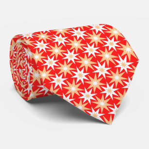 Cravate Moderne Géométrique Étoile Motif Rouge Milieu de S