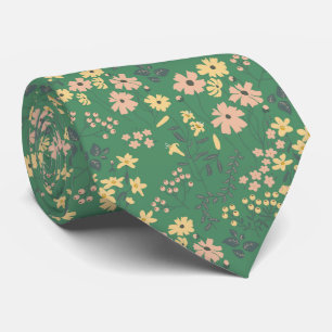 Cravate Moderne Motif Floral Boho Foncé