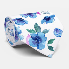 Cravate Moderne tendance Bleu Moderne Joli motif floral