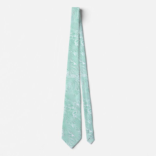 Cravate Moire de soie petit Motif en vert menthe (Devant)