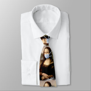 Cravate Mona Lisa avec Masque Da Vinci se moquant des Arts