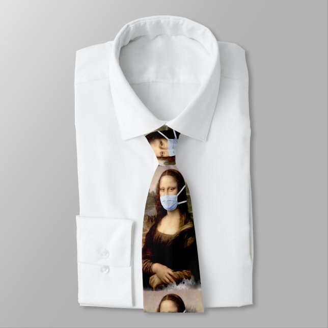 Cravate Mona Lisa avec Masque Da Vinci Sillonnant Les Arts (Attaché)