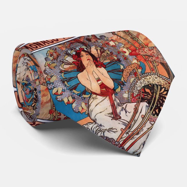 Cravate Monaco Monte Carlo, Alfons Mucha (Roulé)