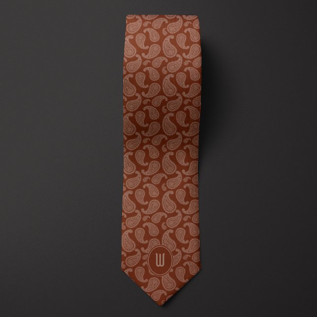 Cravate Monochrome Brown Paisley (Créateur téléchargé)