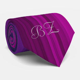 Cravate Monogram Grunge Punk Style Blues Purples Pinstripe