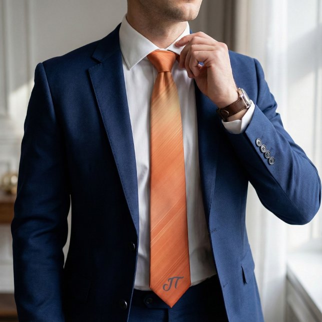 Cravate Monogram Modern Brushed Copper Metallic Pattern  (Créateur téléchargé)