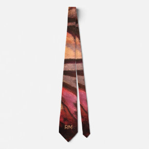 Cravate Monogram Retro Stripes Brown Rouge Bourgogne Orang