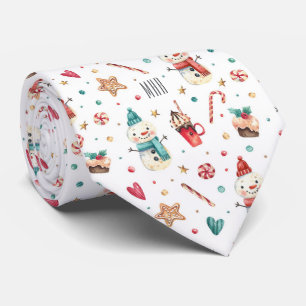 Cravate Monogram, Snowman Sweets Motif Holiday