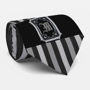 Cravate Monogramme à éclats gris noir et argent