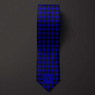 Cravate Monogramme Blue Business À damiers