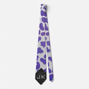 Cravate Monogramme Dalmatien violet et blanc