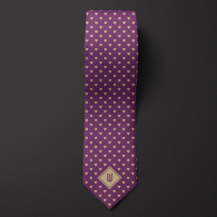 Cravate Monogramme de chat classique or et violet