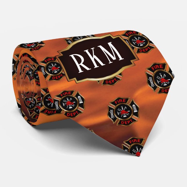 Cravate Monogramme de motif d'emblème de flammes de (Roulé)