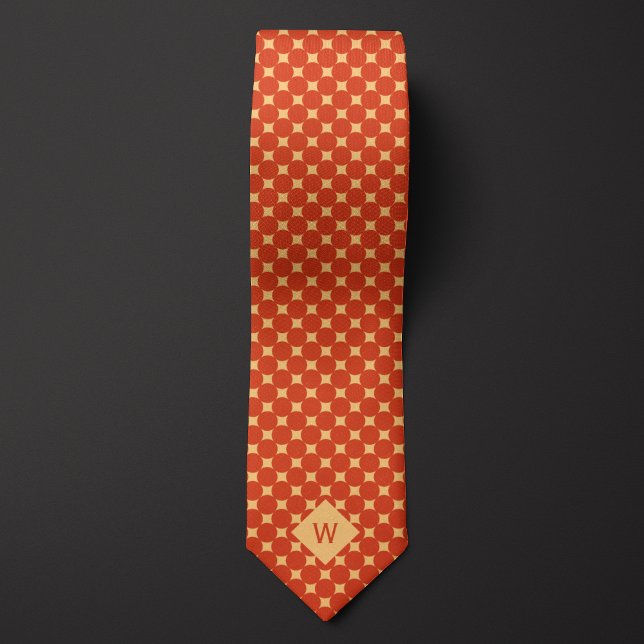 Cravate Monogramme décontracté Orange Circles (Créateur téléchargé)