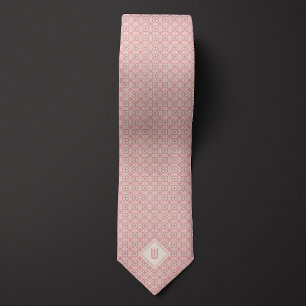 Cravate Monogramme d'inspiration botanique rose