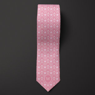 Cravate Monogramme d'inspiration florale rose rose