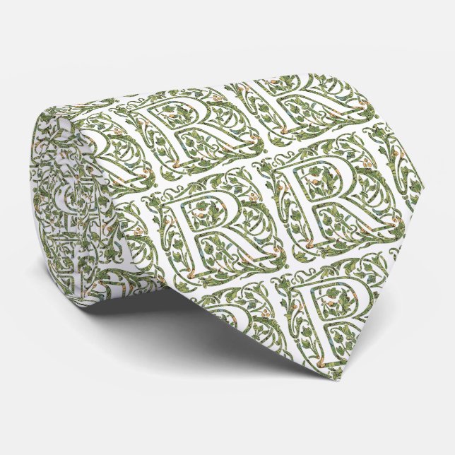 Cravate Monogramme floral R (Roulé)
