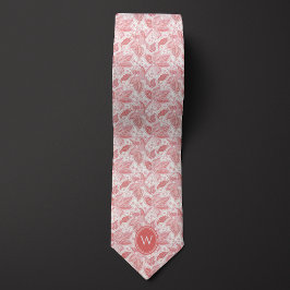 Cravate Monogramme floral rose poussiéreux
