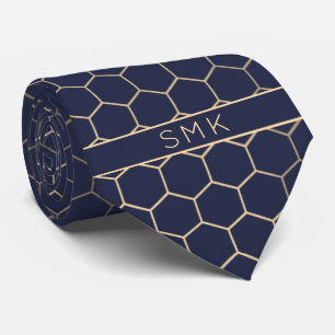 Cravate Monogramme géométrique bleu marine