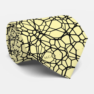 Cravate Monogramme géométrique linéaire fantaisiste jaune