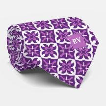 Monogramme géométrique violet et rose