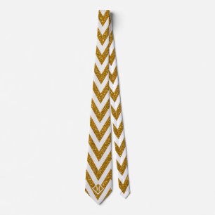 Cravate Monogramme Gold Stripes Parties scintillant Motif