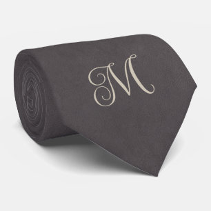 Cravate Monogramme Gris Charbon