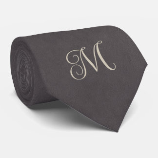 Cravate Monogramme Gris Charbon