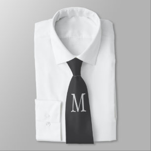 Cravate Monogramme Gris foncé Cadeau spécial Bien-aimés