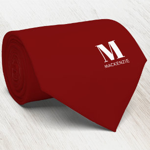 Cravate Monogramme Initial Blason Personnalisé Rouge Bourg