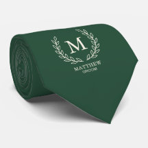 Monogramme Initial Élégant Laurier Vert Forêt du M