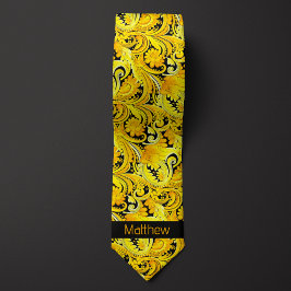 Cravate Monogramme jaune d'inspiration florale