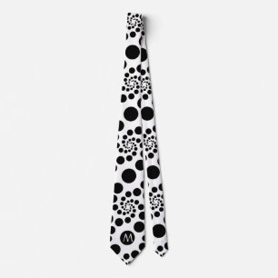 Cravate Monogramme Motif de points noirs et blancs