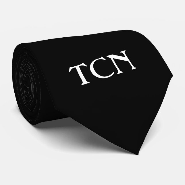 Cravate Monogramme Noir classique Mariage masculin (Roulé)