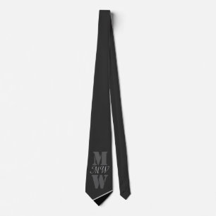 Cravate Monogramme noir gris artistique moderne